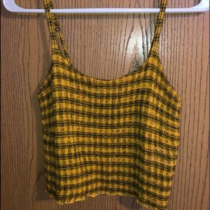 yellow and black crop top from hollister